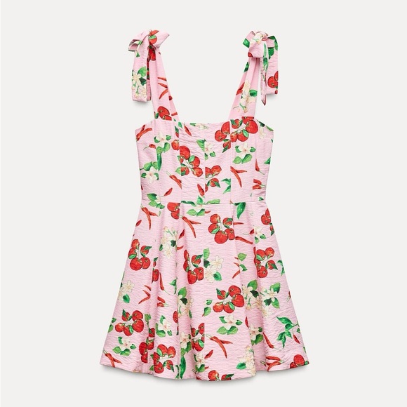 Zara cherry print mini dress size XS - Picture 2 of 5